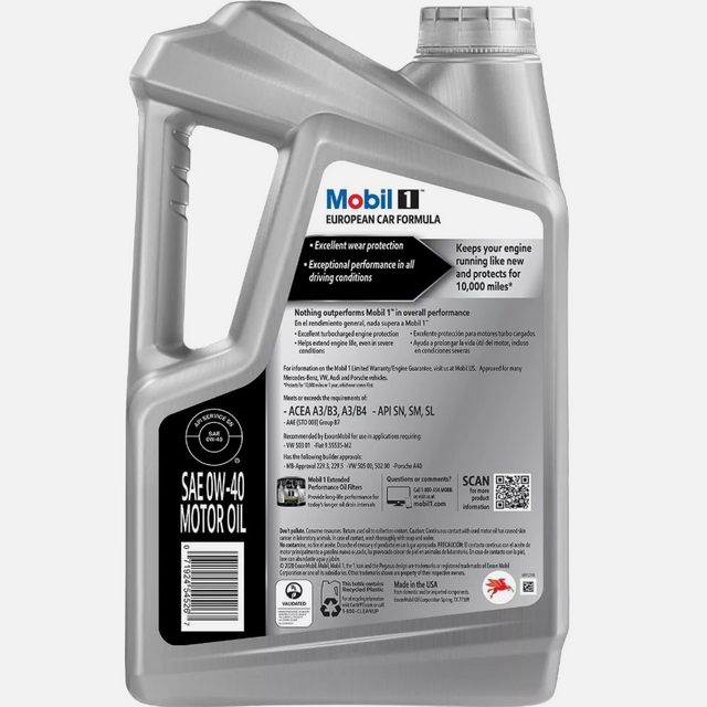 ZYQ3 MOBIL 1 Formule de voiture européenne 0W40 4,73 litres Mobil 1 Huile moteur Lubricant et nettoyant haute performance